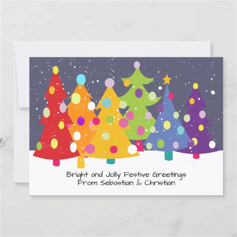 Rainbow Christmas Trees Gay Pride Lgbt Announcement Zazzle