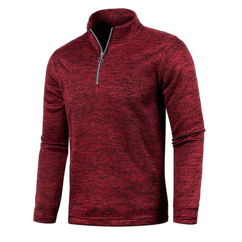 Mens 14 Zipper Pulloverfleece Sweatshirt For Men Stand Collar