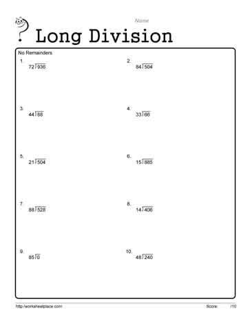 Long Division Worksheet Worksheets