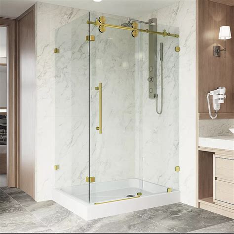 Vigo Winslow 48 In W X 79 In H Rectangular Sliding Frameless Corner Shower Enclosure In