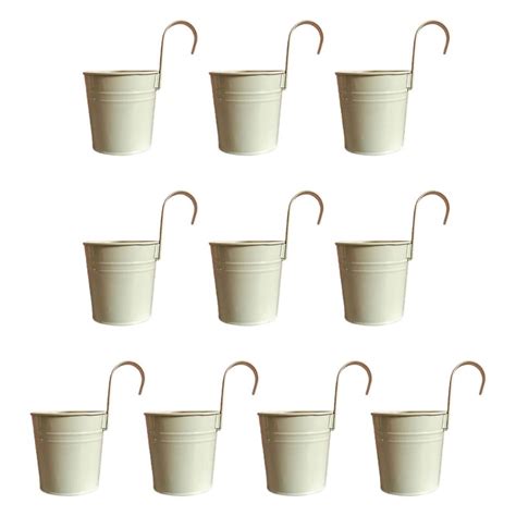 10pcs Metal Iron Hanging Flower Pots Fence Balcony Planter With