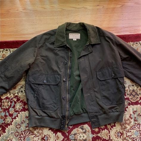 Filson Jackets And Coats Filson Ranger Oil Cloth Bomber Ocra Grey Xxl