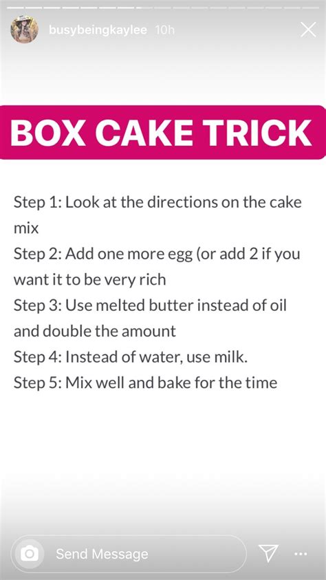 Pin By Kelsey Tavo On Baking Box Cake Cake Mix Directions