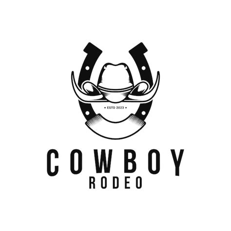 Dise O De Logotipo De Rodeo De Sombrero De Vaquero De Estilo Retro Con