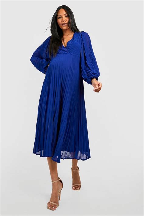 Maternity Pleated Wrap Midaxi Dress Boohoo