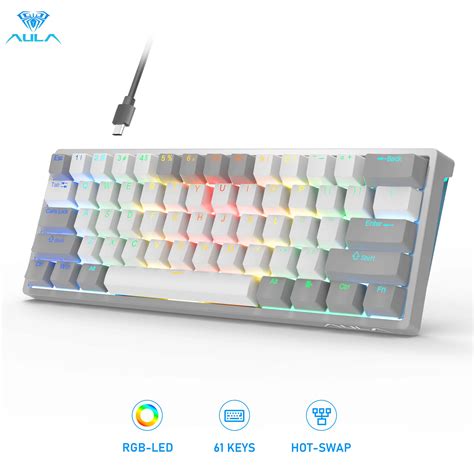 AULA Teclado Mec Nico Con Cable RGB 60 Por Ciento Para Juegos Mini