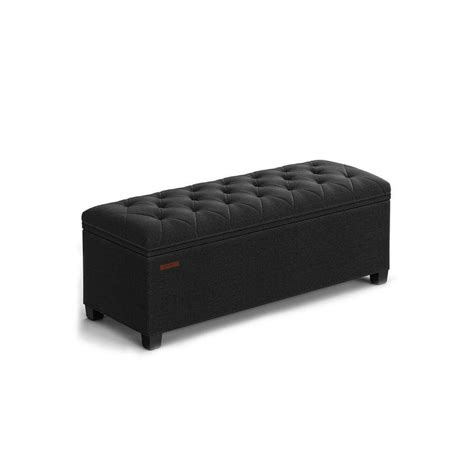 Benjara In Black Backless Bedroom Bench With Tufted Seat And