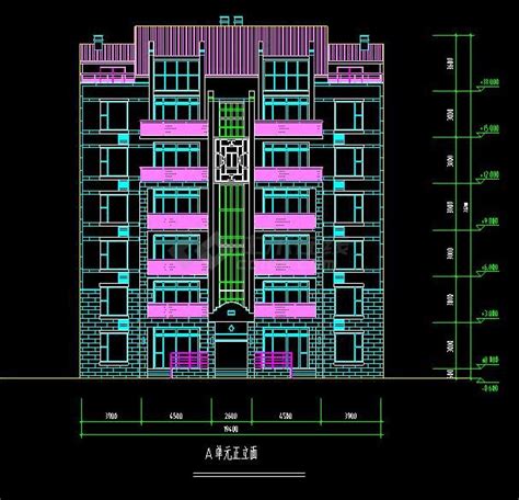 某地小区住宅楼建筑设计cad施工立面图住宅小区土木在线