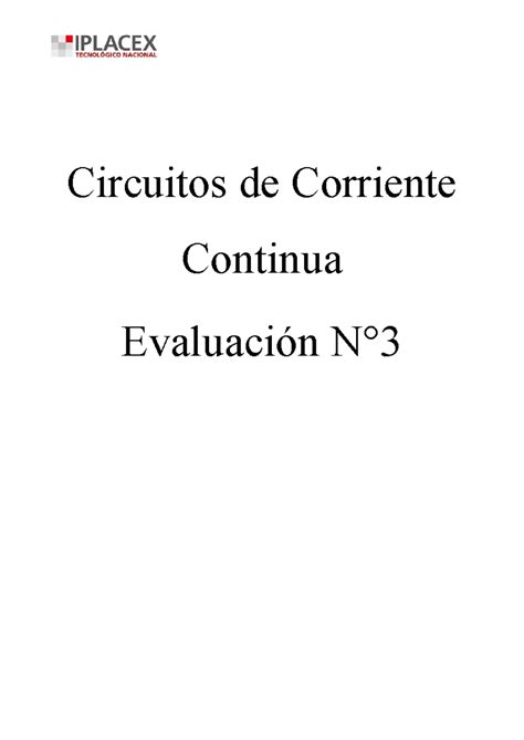 Eva 3 Corriente Continua Circuitos de Corriente Continua Evaluación N