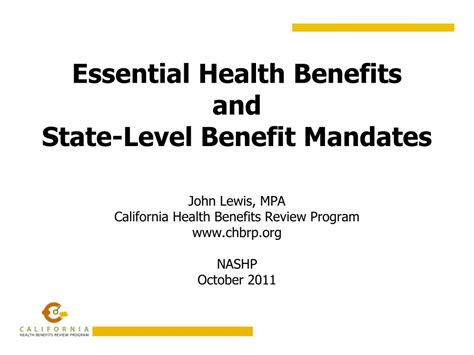 Ppt Essential Health Benefits And State Level Benefit Mandates