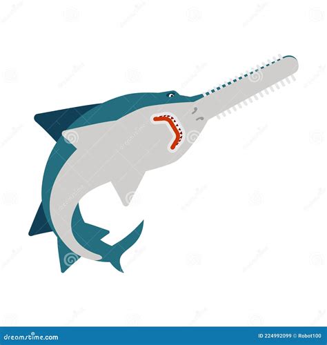 Sawfish Icon Sign Isolated Marine Predator Saw Fish Vector