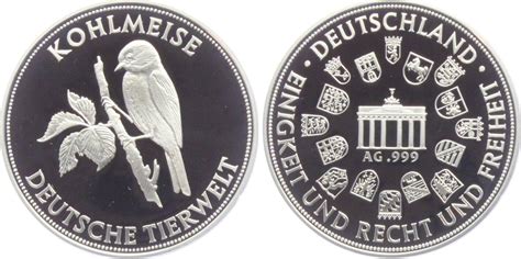 Deutschland Brd Medaille Ohne Jahr Kohlmeise Vogel Deutsche