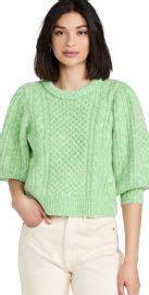 Wornontv Loris Green Cable Knit Puff Sleeve Sweater On Good Morning