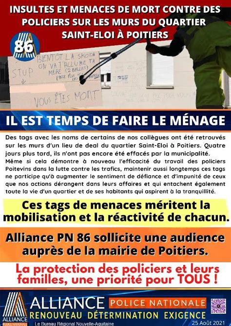 Insultes Et Menaces De Mort Contre Des Policiers Sur Les Murs Du