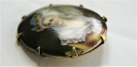 Victorian Hand Painted Enamel On Porcelain Brooch Beautiful Etsy