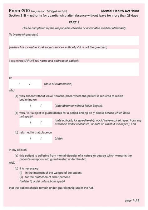 Form G Section B Authority For Guardianship After Absence