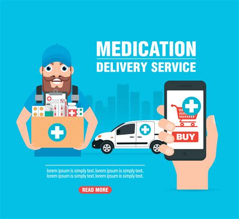 Online pharmacy. Medication delivery service concept modern design flat ...