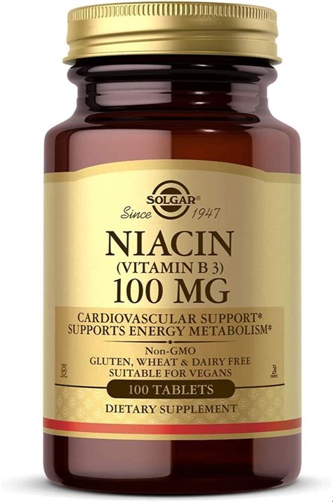 Solgar Niacin Vitamin B3 Tablets 100mg 100 Tablets At 1599 00