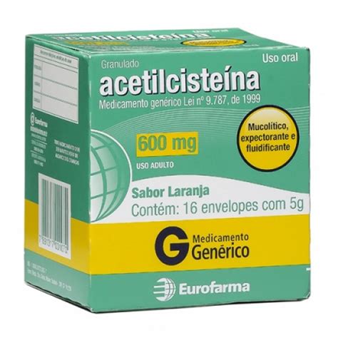 Acetilcisteína Granulado Eurofarma 600mg g caixa 16 envelopes