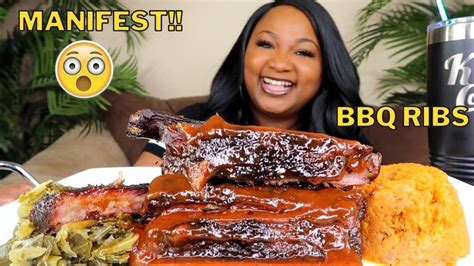 Soul Food Mukbang Bbq Ribs Collard Greens Sweet Potato Casserole