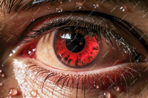 Premium Ai Image A Closeup Of A Red Eye With Tears Showing Symptoms