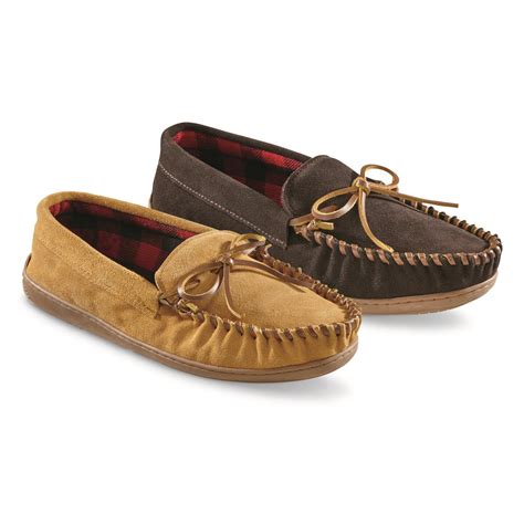 Guide Gear Men S Leather Trapper Moccasins Slippers At