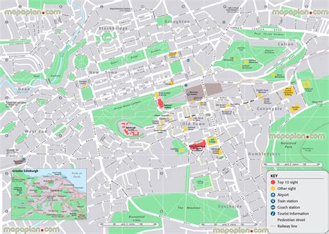 Edinburgh top tourist attractions map - New map showing travel sites