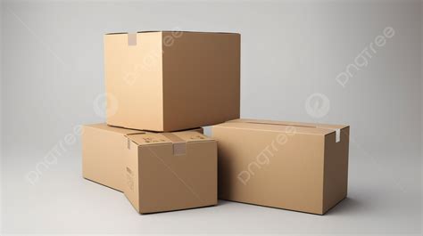 Three Large Cardboard Boxes On A Surface Background D Rendering Of