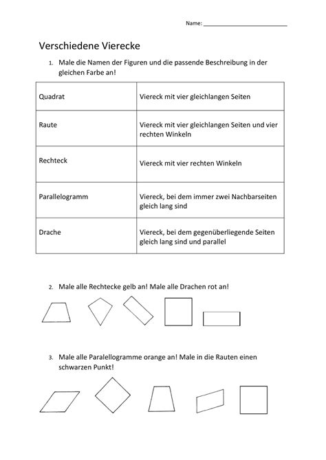 Haus Der Vierecke Eigenschaften Von Verschiedenen Vierecke Math