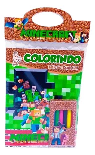 10 Kit Revistinha livrinho Colorir Minecraft C Giz 20x15 à venda em