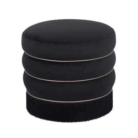 Lakka Black Velvet Ottoman - TOV Furniture