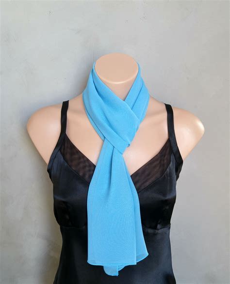 Buy Custom Crystal Blue Chiffon Scarf Made To Order From All Seasons