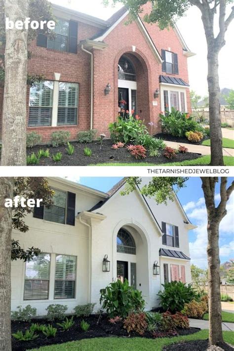 Our White Painted Brick House Makeover (Before & After Pictures) - thetarnishedjewelblog