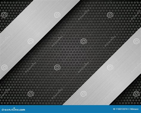 Brushed Metal Stripes On Perforated Pattern Stock Illustration