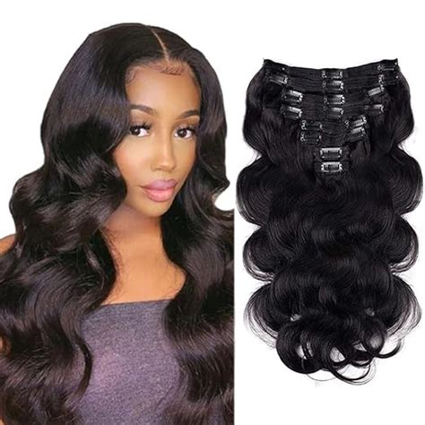 Amazon Body Wave Clip In Hair Extensions Real Human Hair Pcs