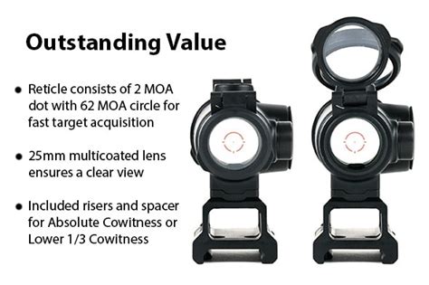 At3 Rco Red Dot Sight With Circle Dot Reticle And Variable Riser Mounts