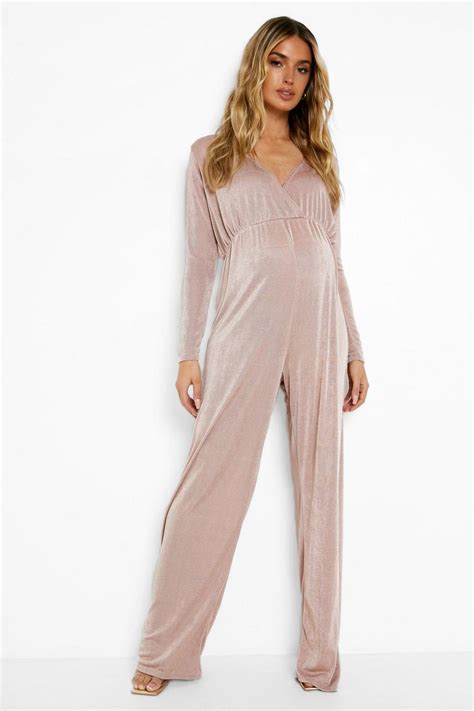 Maternity Collared Wide Leg Jumpsuit Boohoo