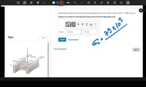 SOLVED Part A Determine The Average Normal Compressive Stress