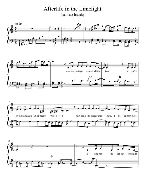 Inanimate Insanity Afterlife In The Limelight Sheet Music For Piano