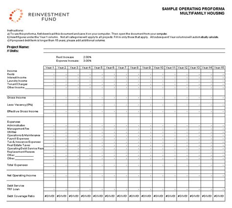 Pro Forma Excel Template