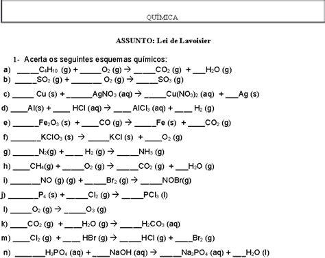 Avaliando Acerto De Reações Químicas