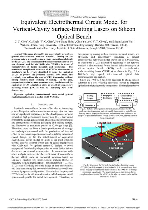 PDF Equivalent Electrothermal Circuit Model For Vertical Cavity