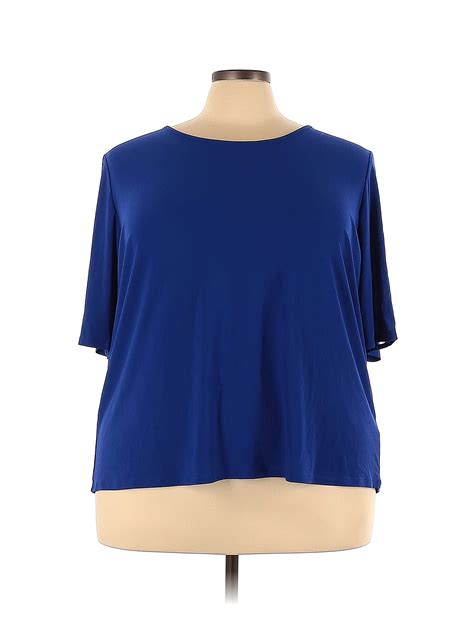 89th Madison Solid Blue Long Sleeve Top Size 3x Plus 75 Off