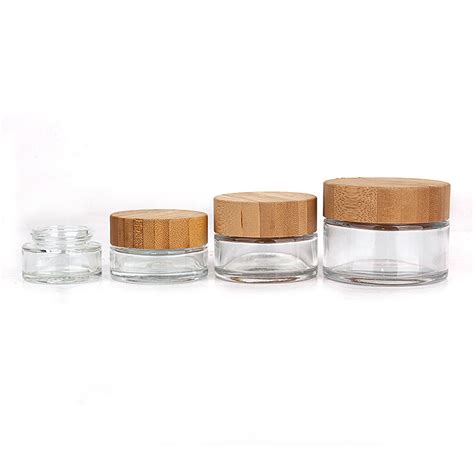 Custom Ml Ml Ml Ml Round Cosmetic Cream Glass Jar With Bamboo