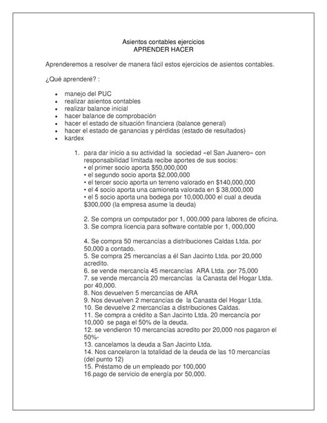 Asientos Contables Ejercicios Martes 01 De Noviembre De 2022 Asientos