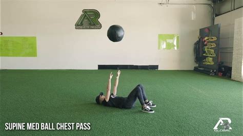 Supine Med Ball Chest Pass Youtube