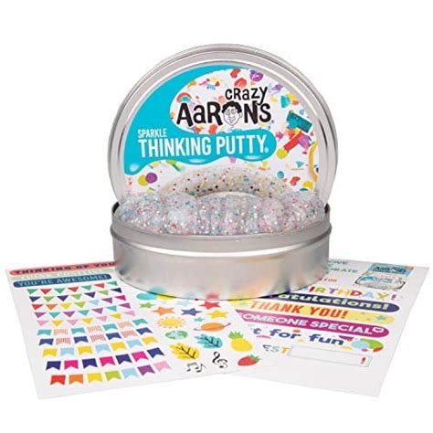 Crazy Aarons Thinking Putty 4 Tin T Set Celebrate Glitter In Clear Putty Includes