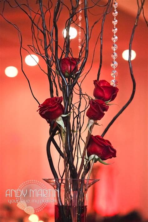 Red Rose Centerpiece Something Similar To This With Branches And Less