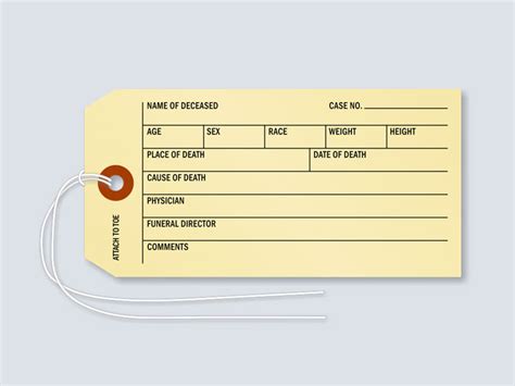 morgue toe tag   medical integration