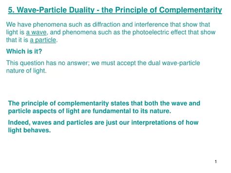 Ppt 5 Wave Particle Duality The Principle Of Complementarity